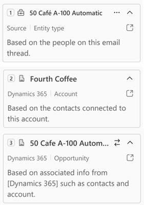 Email is saved to an entity based on automatically suggested entities.