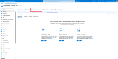 Select Import and Vectorize data quickstart from the Azure AI Search resource