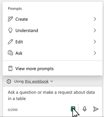 An image showing the prompt guide button selected with prompt options displayed.