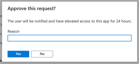 The Intune administrator can decide whether to approve or deny the request, providing the user with elevated access to the application for 24 hours.