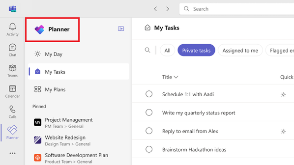 Image of the updated Planner in Microsoft Teams