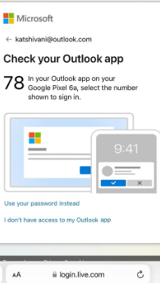 Figure 2 Sign-in using Outlook Android app