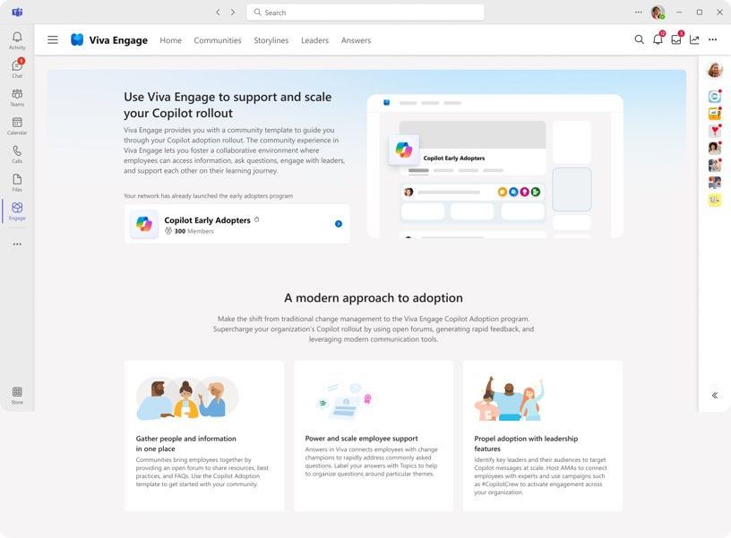 Teaser image for New features in Viva Engage help you rollout and adopt Copilot 