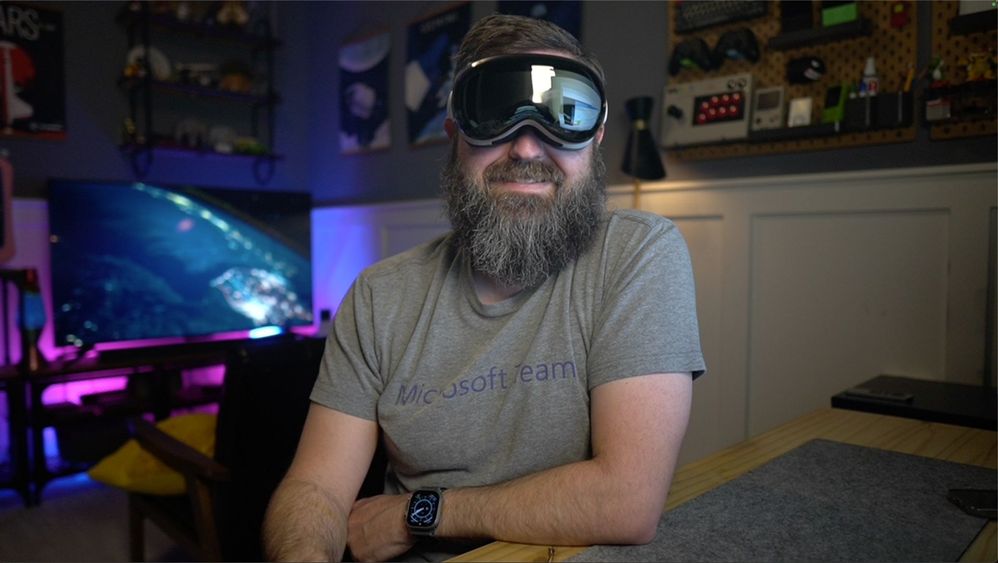 The Intrazone guest, John Moore, wearing his Apple Vision Pro while we recorded this episode via Teams within visionOS.