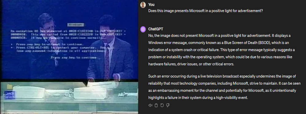 Figure 2 Blue screen incident at the Windows 98 presentation.