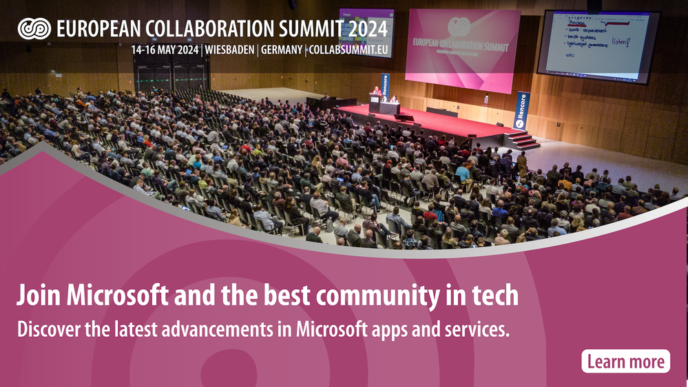 Join in: The European Collab Summit 2024 | May 14-16, 2024 | CollabSummit.eu.