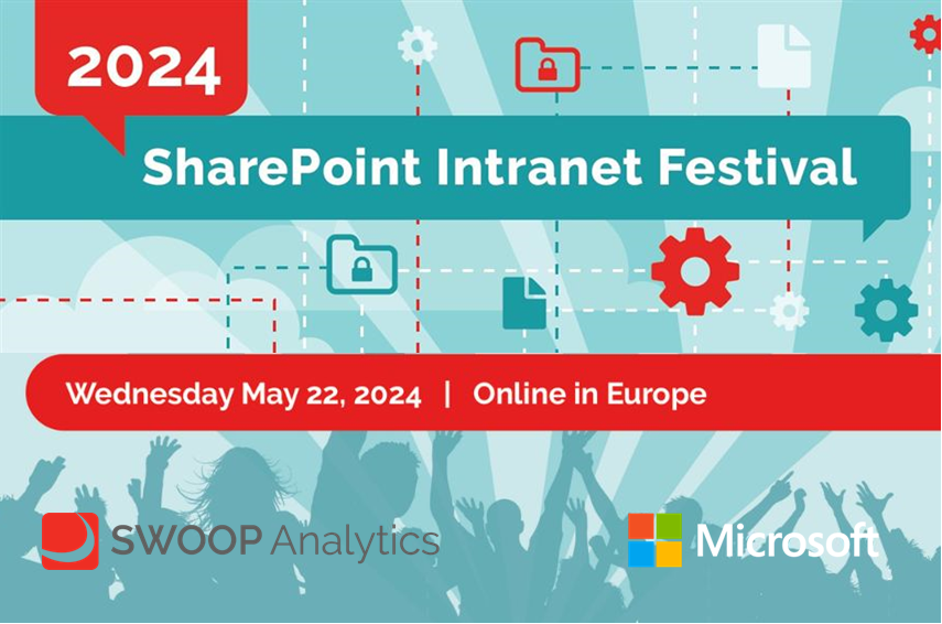 SharePoint Intranet Festival, 22. Mai 2024, gefördert von SWOOP Analystics in Zusammenarbeit mit Microosft