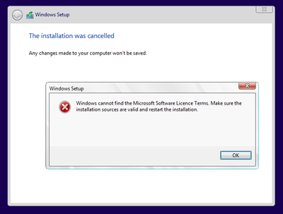 Custom WIM Image – “Windows cannot find the Microsoft Software License Terms”