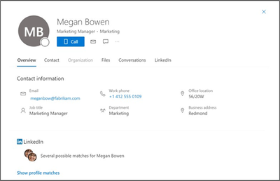 An image showing a synchronized user profile from another tenant in Microsoft 365
