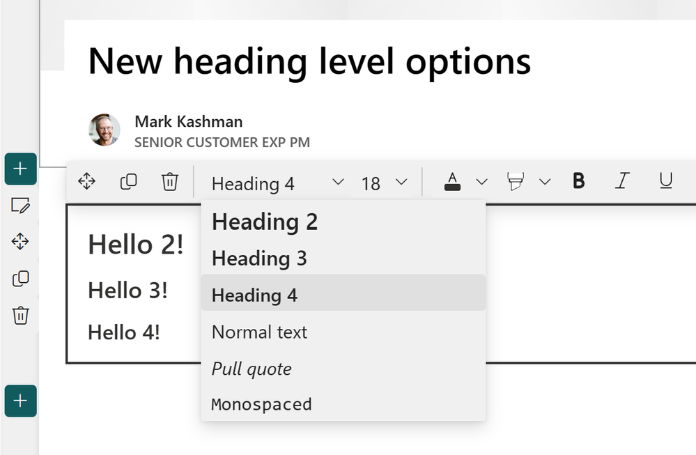 Choose from various headings within the SharePoint Text web part - to better organize the hierarchy of your written communications.
