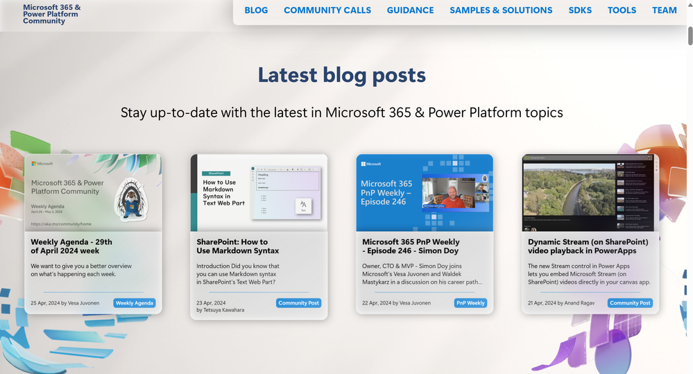 Top of the newly refreshed Microsoft 365 & Power Platform Community site.