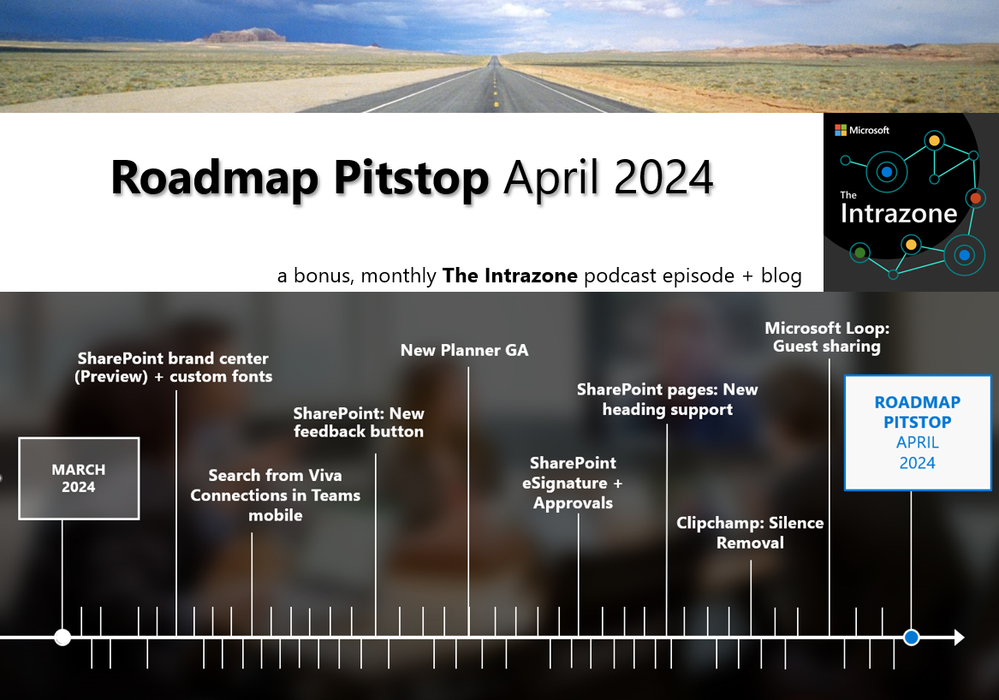 The Intrazone Roadmap Pitstop - April 2024 graphic showing some of the highlighted release features.