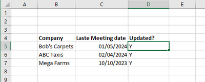 Change the value in one cell when a date changes occurs in another cell