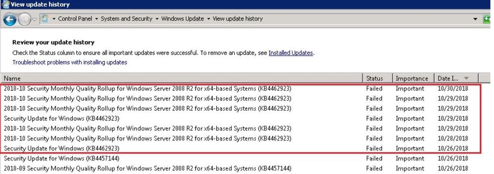 KB4462923 install failed in "Windows Server 2008 R2 Standard" operation  system - Microsoft Tech Community