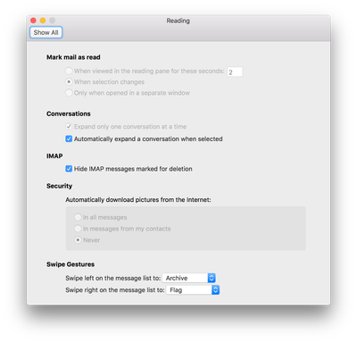 Figure 4: Preference to download pictures (top) supported.  Preference to download pictures  now disabled by Company administrator (bottom)