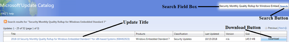 Figure 1 Search for WES7 SP1 updates