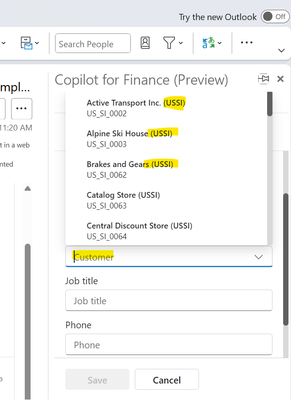 Copilot for Finance in Outlook – Connect to D365 FinOps environment – How to select the legal entity