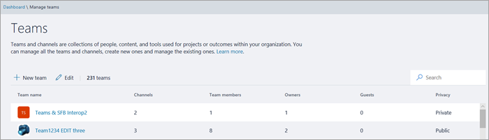 Manage your teams directly from the Admin Center