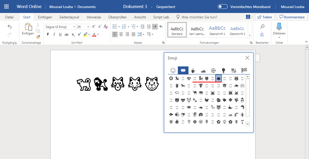 Word 365 Online - Emoji werden nicht alle angezeigt - Microsoft Tech  Community