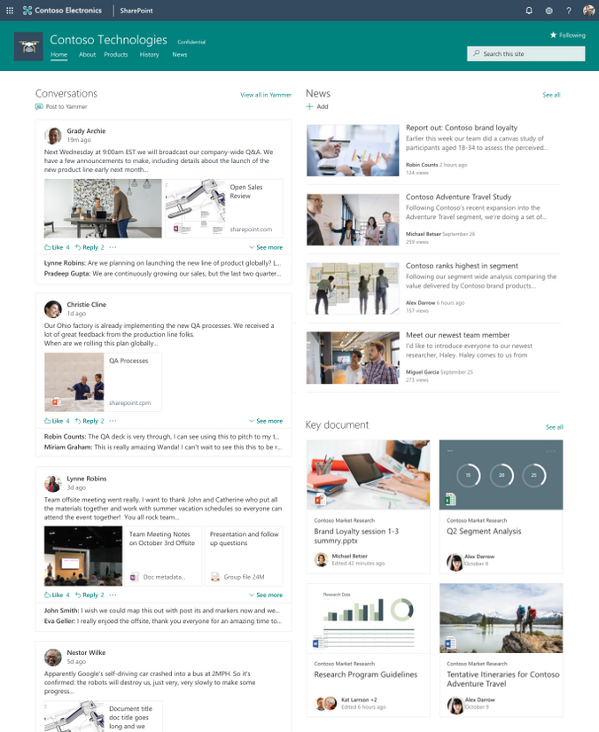 Add a fully interactive Yammer conversations web part to any SharePoint page, news article or site.