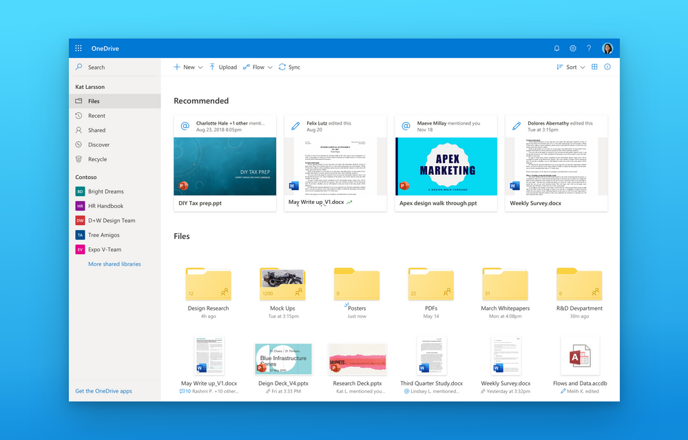 Intelligent file recommendations help you get to your files that matter faster.