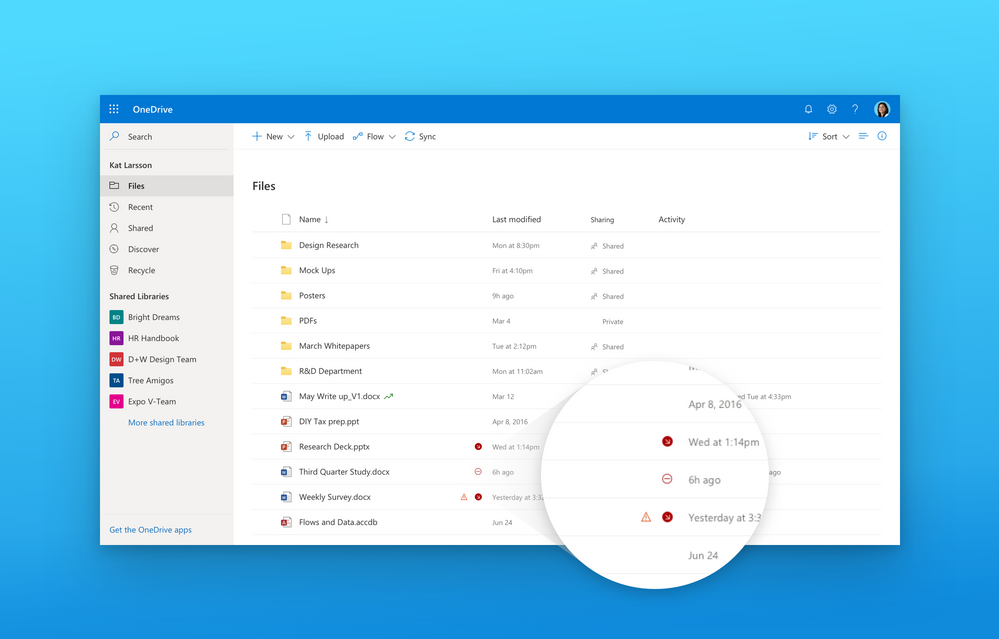 Easily stay up to date on your file activity.