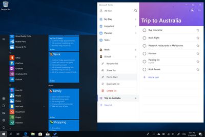 See all your lists in your Start menu