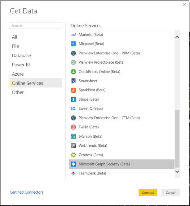 Microsoft Graph Security Power BI Connector