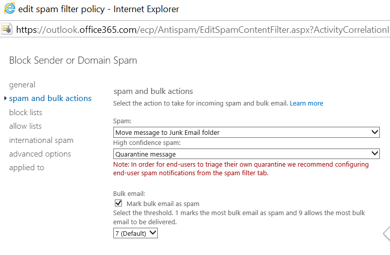 How to block and allow domain in spam filter - Microsoft Community Hub