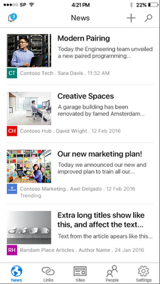 Personalized News tab in iOS