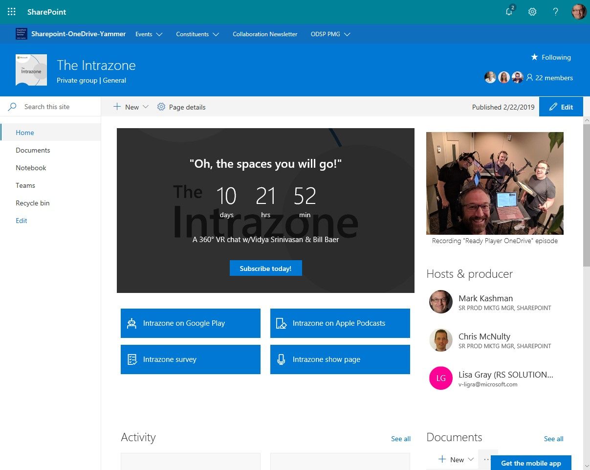 Top 10 most important powers of your SharePoint team sites in Office 365