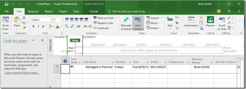 thumbnail image 1 of blog post titled Microsoft Planner: Linking Plans to a Project task 