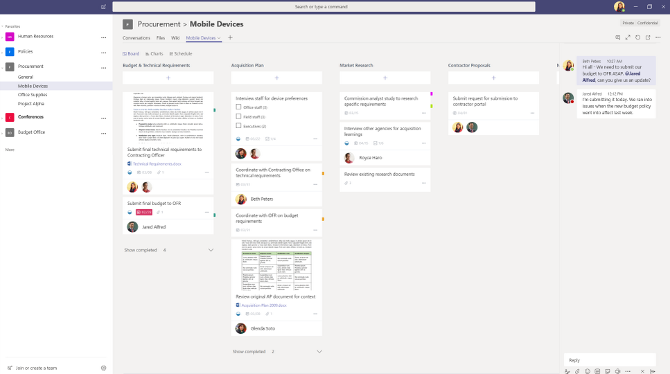 Organize teamwork with the Planner tab in Teams