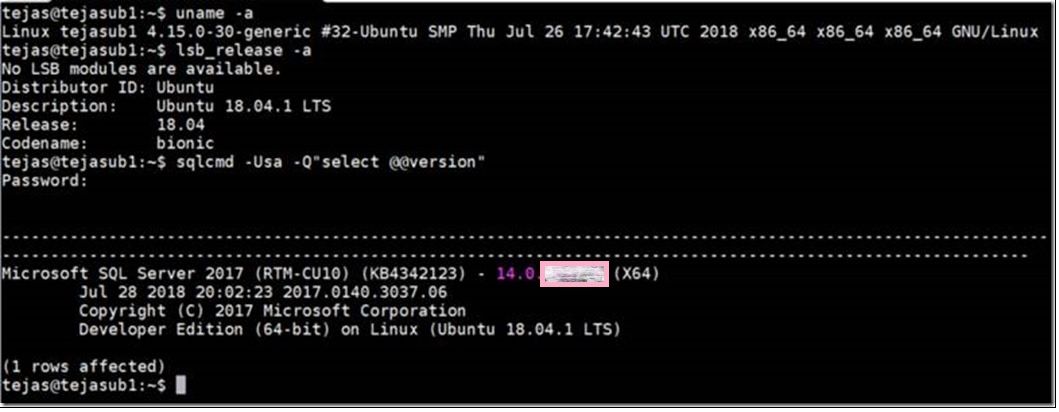 Installing SQL Server 2017 for Linux on Ubuntu 18.04 LTS - Microsoft  Community Hub