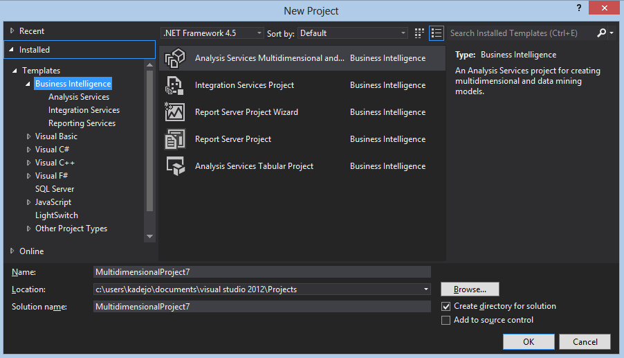 SQL Server Data Tools – Business Intelligence for Visual Studio 2012  released online - Microsoft Community Hub