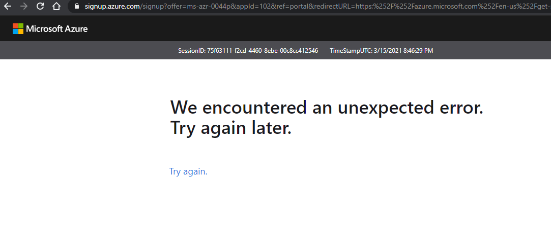 Free Trial error | Microsoft Community Hub