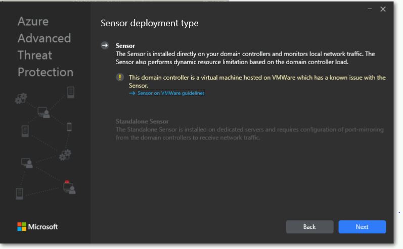 Sensor deployment on a VMWARE Domain Controller | Microsoft Community Hub