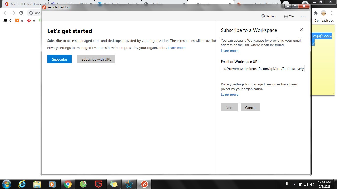 WVD - Remote desktop client cannot subscribe workspace url - Windows 7 ...