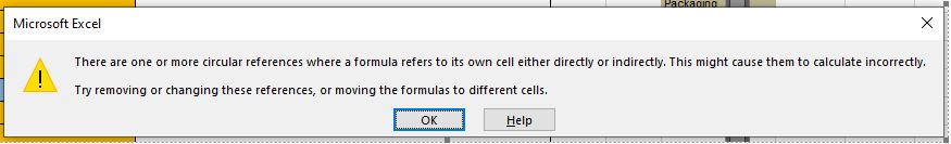 Circular Reference Enabled Yet Warning Still Pops Up | Microsoft ...