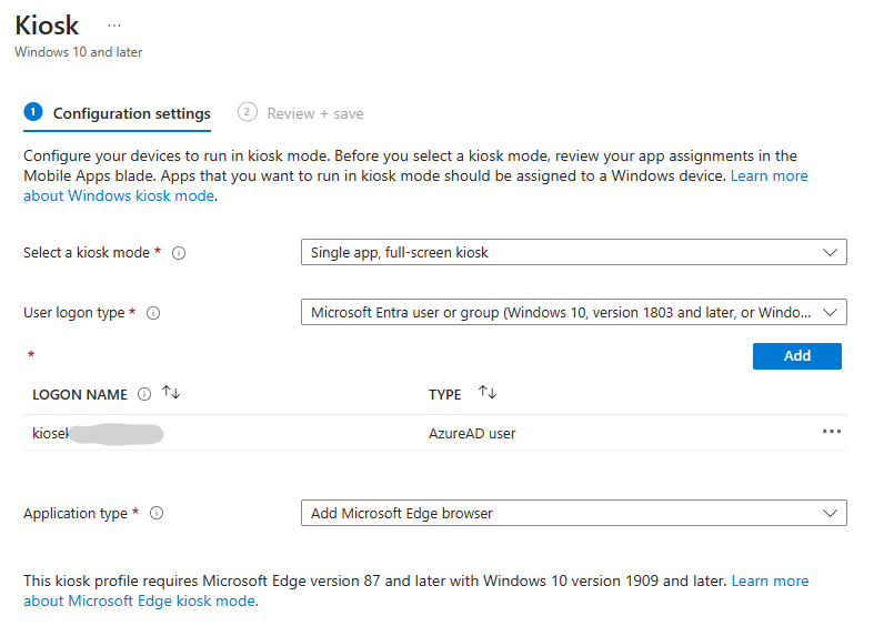 Kiosk Mode not logging in "kioskUser0 the user name or password is