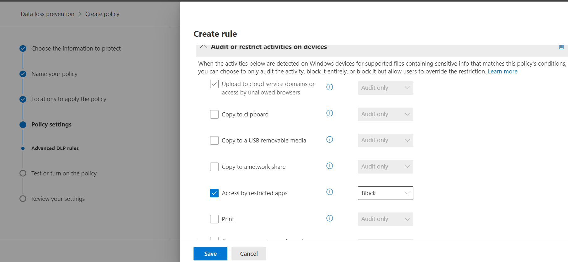 Endpoint data loss prevention - Unallowed apps settings | Microsoft ...