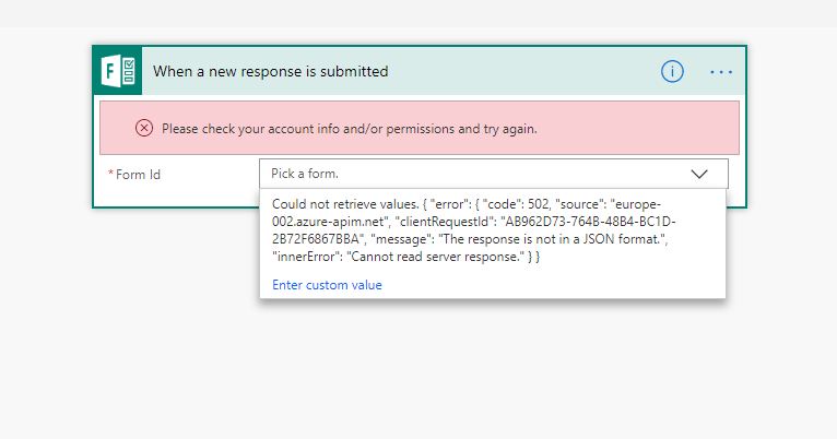 Microsoft Forms not connecting to Flow | Microsoft Community Hub