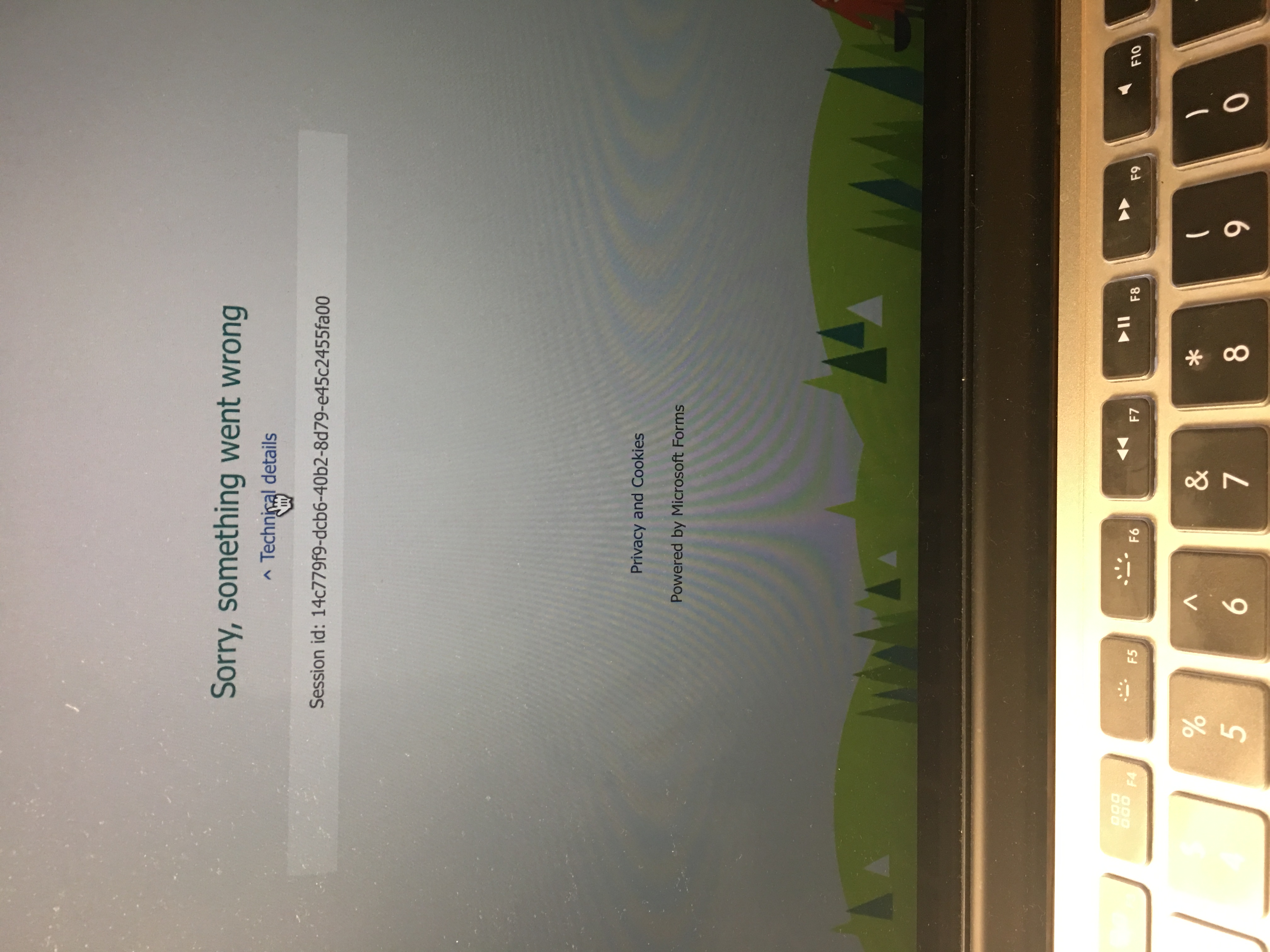 Dose someone know how to deal with this error on Microsoft forms ...