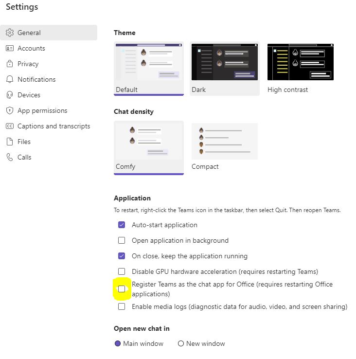 Register teams as the chat app for office Microsoft Community Hub