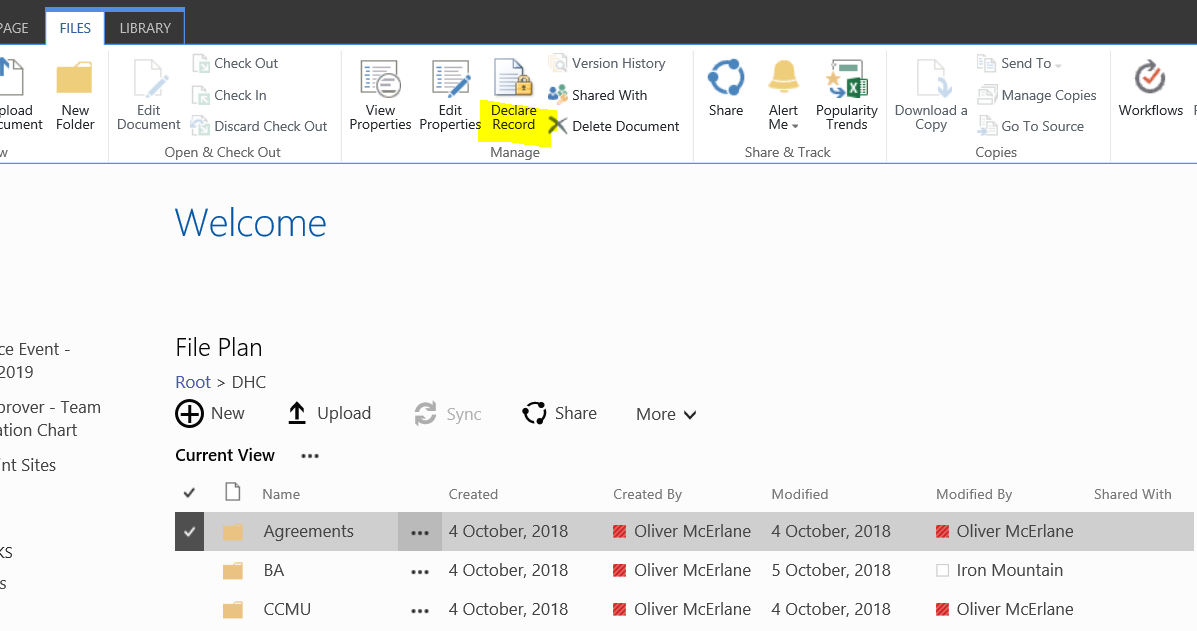 Is it possible to declare records at folder level? | Microsoft ...