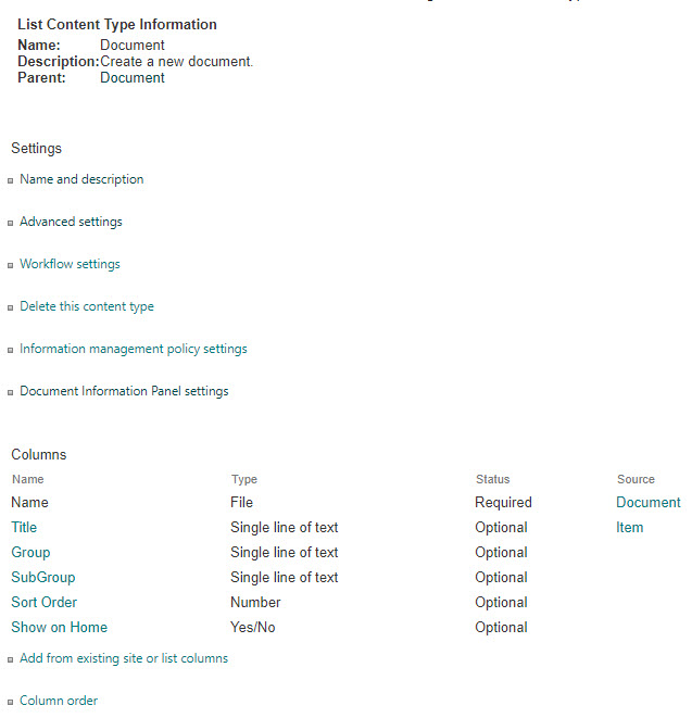 Document library that looks like the Document Content Type was modified ...