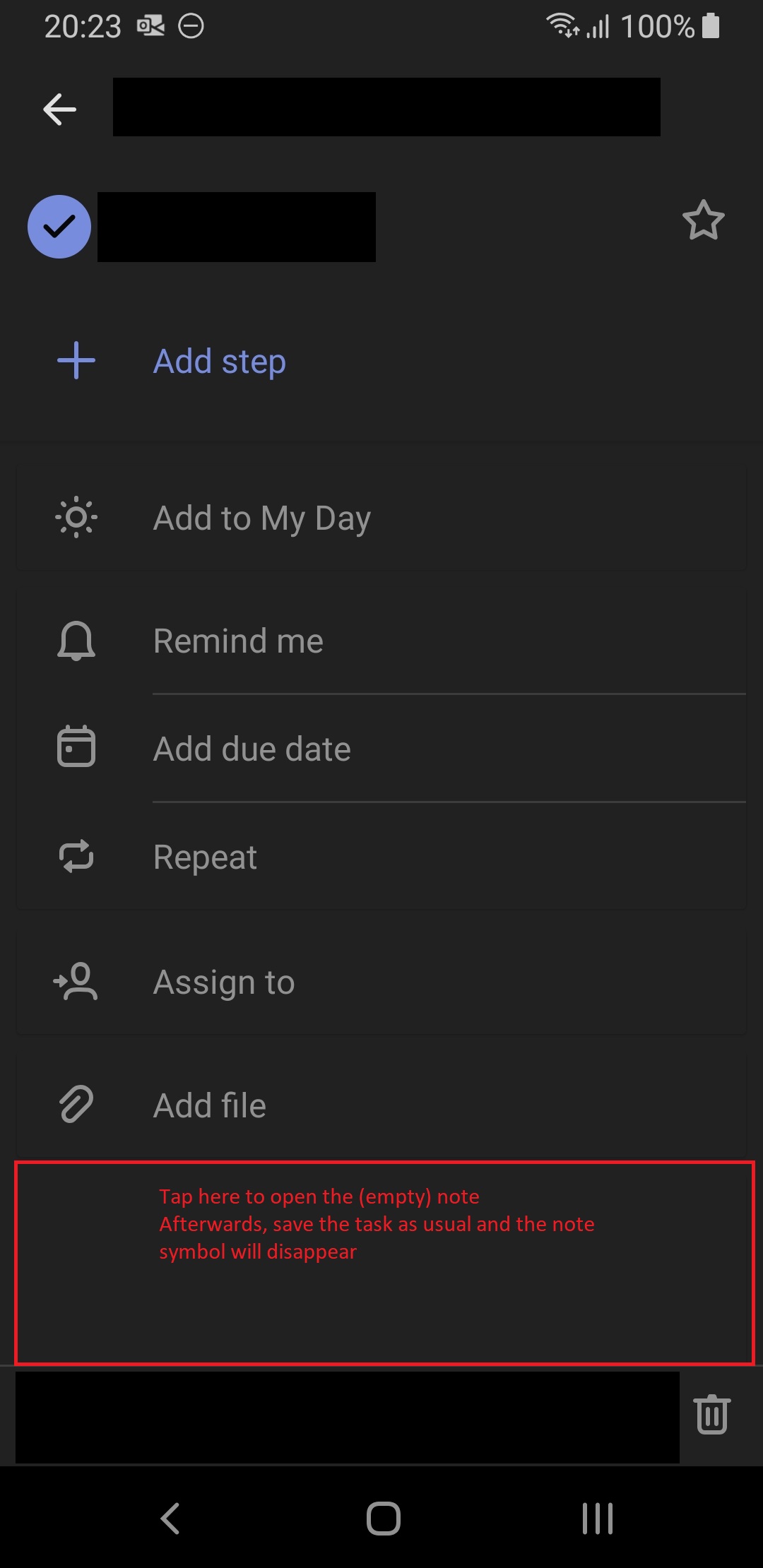Opted Note ToDo adding Note symbol to all tasks in ToDo Android | Microsoft ...