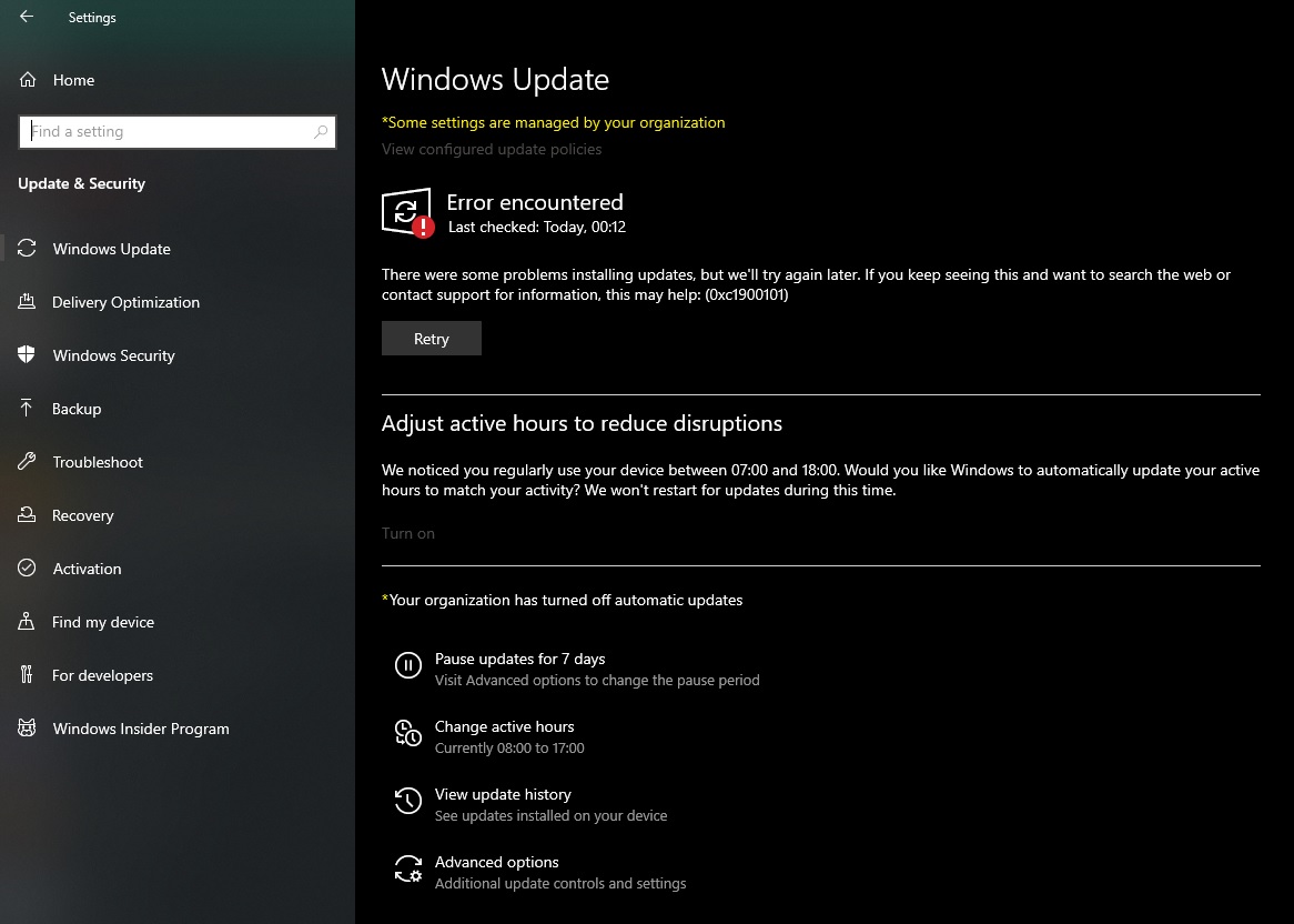 I have been getting this error code 0xC1900101 to windows 11 ...