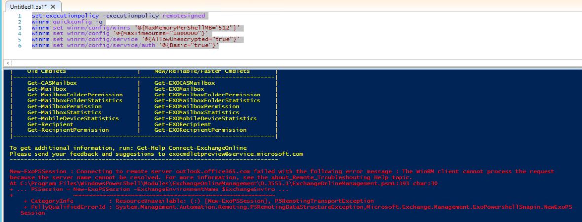 Connect-ExchangeOnline Powershell WinRM Issue | Microsoft Community Hub