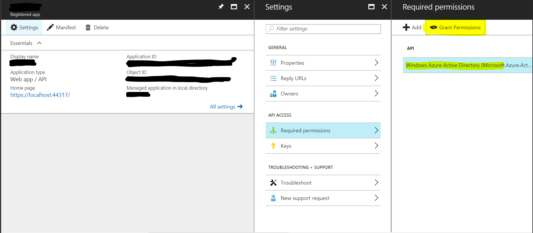 What is the Grant Permissions Button for Azure AD Webapp | Microsoft ...